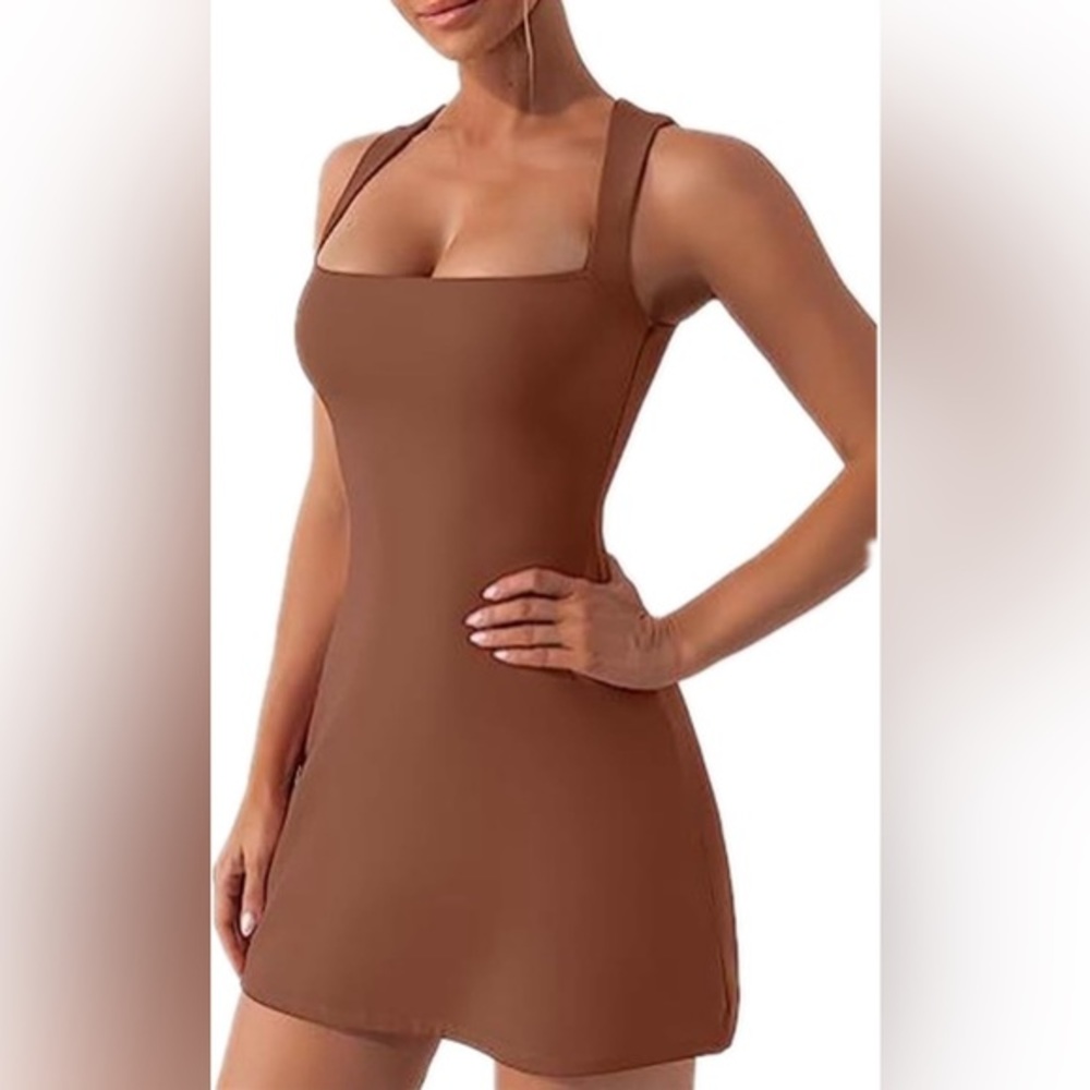 Women's Square Neck Bodice Dress Sleeveless Tank Top Stretch Flare Mini‎ Dresses